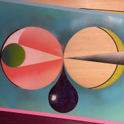 2&sbquo; x 3&sbquo; spray, acrylic, pens on wood